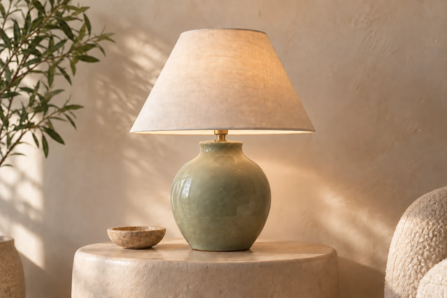 After: the SAMPLE text watermark has been removed from the ceramic table lamp product image